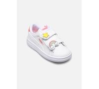 PUMA Smash 3.0 Badges V Inf, Sneaker Bambina, White-Passionfruit, 27 EU