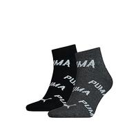 PUMA Quarter Calzini, Nero/Bianco 1, 39-42 (Pacco Da 2) Unisex-Adulto