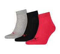 PUMA QUARTER PLAIN 3P, Calzini Unisex - Adulto, Black/Red, 35-38