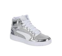 Puma Rebound Layup Mid Shoes, Scarpe da Ginnastica, Bianco Argento Ss25, 38.5 EU