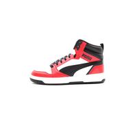 PUMA Rebound V6 Mid Jr, Scarpe da ginnastica Unisex - Bambini e ragazzi, Puma White Puma Black For All Time Red, 38.5 EU