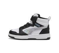 PUMA Rebound V6 Mid Space Belle Sneakers Kids, Scarpe, Nero/Lilac Crush/Bianco, 34 34