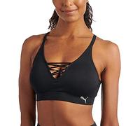 Puma Reggiseno sportivo con lacci, senza cuciture, opaco, Nero/Metallizzato, S