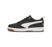PUMA Rimbalzo V6 Basso 75 Anni, Scarpe da Ginnastica Unisex-Adulto, Nero Bianco Caldo Archivio Verde Oro Pristine, 43 EU