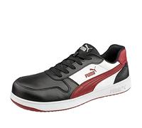 PUMA Safety Front Court Low S3 ESD FO HRO SR Scarpe antinfortunistiche unisex antiscivolo senza metallo tappo in fibra di vetro, nero, bianco, rosso., 40 EU