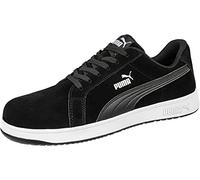 PUMA Safety Iconic Suede Low S1PL ESD FO HRO SR Scarpe antinfortunistiche unisex antiscivolo senza metallo cappuccio in fibra di vetro, Nero , 39 EU