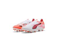PUMA Ultra 5 Match Fg/AG, Soccer Shoe Unisex - Adulto, Puma White Puma Black Glowing Red, 42.5 EU