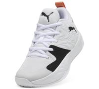 PUMA Scarpe da Basket dal Taglio Medio Court PRO 3 per Ragazzi 34, White Black Melon Glow Orange