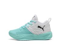 PUMA Scarpe da Basket dal Taglio Medio Court PRO 3 per Ragazzi 37.5, White Black Elektro Aqua Blue
