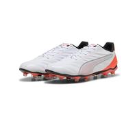 PUMA Scarpe da calcio KING PRO FG/AG unisex, Scarpe, Bianco/Silver/Glowing Rosso, 47 47