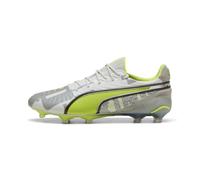 PUMA Scarpe da calcio KING ULTIMATE FOREVER FG/AG unisex, Scarpe, Feather Grigio/Electric Lime/Bianco, 45 45