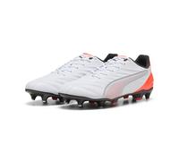 PUMA Scarpe da calcio per adulti King PRO MxSG, White Silver Glowing Red Metallic, 42.5 EU