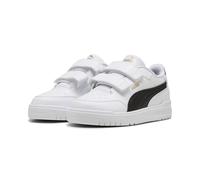 PUMA Scarpe da ginnastica unisex per bambini Shuffle Downtown Lo V Ps, bianco e nero oro, 35 EU