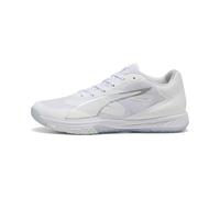 PUMA Accelerate Turbo 4, Scarpe da Ginnastica per Ambienti Interni Unisex-Adulto, Bianco Argento Grigio Cenere, 42.5 EU