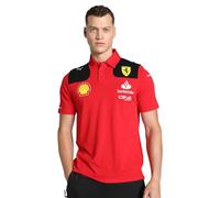 PUMA Scuderia Ferrari - Polo di Squadra 2023 | Composizione: 100% Cotone, Loghi squadra Ferrari e sponsor stampati sulle maniche, Inserti a contrasto sulle spalle