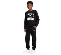 PUMA Set di pantaloni della tuta per ragazzi, 2 pezzi, in morbido pile a girocollo, felpe e pantaloni da jogging per bambini (8-16), Gatto nero., 8-9