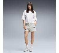 PUMA Shorts a vita alta con logo piccolo Essentials N. 1 5” da donna, Abbigliamento, Grigio, M M