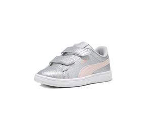 PUMA Smash 3.0 Hook and Loop Sneaker, Glitz Glam Glacial Gray-Frosty Pink, 10.5 US Unisex Little Kid
