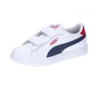 PUMA Smash 3.0 L V PS, Sneaker, White Navy for all Time Red, 34 EU