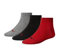 PUMA Sneaker, Calzini Unisex - Adulto, Nero/Rosso, 35-38 (Pacco da 3)