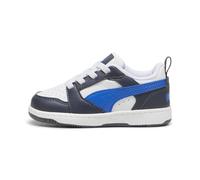 PUMA Sneaker Rebound V6 Lo per bimbi ai primi passi, Scarpe, Bianco/Hyperlink Blu/Galactic Grigio, 21 21