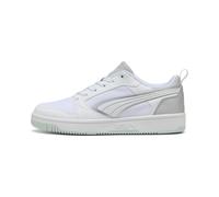 PUMA Sneakers a taglio basso Rebound v6 Aqua Metallizzatos unisex, Scarpe, Bianco/Silver/Peaceful Blu, 40 40