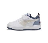 PUMA Sneakers Rebound V6 Lo Mid-90s per bambini, Scarpe, Bianco/Vapor Grigio/Cool Blu, 27.5 27.5