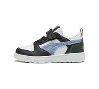 PUMA Sneakers Rebound V6 Low Run Fun per bambini, Scarpe, Nero/Haute Tropic/Verde Terrain, 27.5 27.5