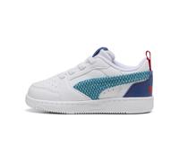 PUMA Sneakers Rebound V6 Low Run Fun per bimbi ai primi passi, Scarpe, Bianco/Tropical Blu/Clyde Royal, 27 27