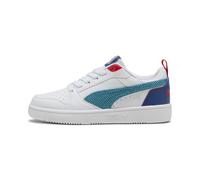 PUMA Sneakers Rebound V6 Low Run Fun per ragazzi, Scarpe, Bianco/Tropical Blu/Clyde Royal, 35.5 35.5