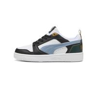 PUMA Sneakers Rebound V6 Low Run Fun per ragazzi, Scarpe, Nero/Haute Tropic/Verde Terrain, 35.5 35.5