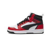 PUMA Rebound V6 Mid Jr, Scarpe da ginnastica Unisex - Bambini e ragazzi, Puma White Puma Black For All Time Red, 36 EU