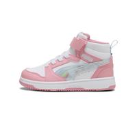 PUMA Sneakers Rebound V6 Mid Space Belle per bambini, Scarpe, Sea Glass/Rosascape/Bianco, 34.5 34.5