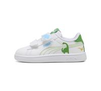 PUMA Sneakers Smash 3.0 Dino per Bimbi ai Primi Passi 23, White Green Fruit Vibrant Blue