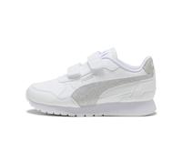 PUMA Sneakers ST Runner v4 Glitter per bambini, Scarpe, Bianco/Silver/Cool Light Grigio, 32 32