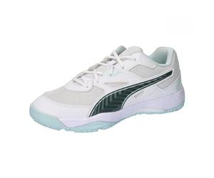 PUMA Solarflash Jr II, Indoor Court Shoe Unisex-Bambini, White Nitro Blue Shadow Gray, 29 EU