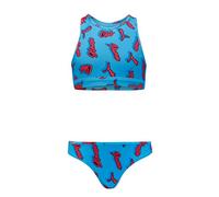 PUMA Swim Girls Printed Bikini Set 1P, Blu/Arancione, 164 cm
