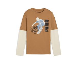 PUMA T-Shirt a Maniche Lunghe MID90s per Ragazzi 140, Melted Caramel Brown