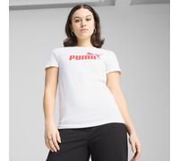 PUMA T-shirt con logo ESS N. 1 da donna, Abbigliamento, Bianco/Peach Frost, S S
