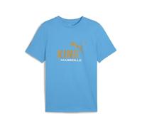 PUMA T-Shirt con Logo Olympique de Marseille King da Uomo M, Bleu Azur Gold Blue