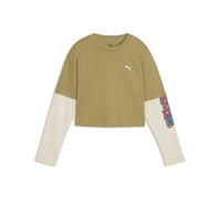 PUMA T-shirt cropped a maniche lunghe MID 90s dal taglio morbido per ragazzi, Accessori, Marrone, 13-14Y 13-14Y