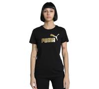 PUMA Maglietta con logo ESS Metallizzato No. 1 da donna, Abbigliamento, Nero/Metallizzato Oro, XS XS