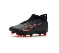 Puma Terreno artificiale unisex per bambini, senza lacci, per bambini piccoli e grandi, Nero/rosso, 12 Little Kid