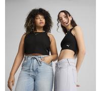 PUMA Top cropped a coste WARDROBE ESS da donna, Abbigliamento, Nero, L L