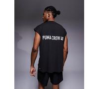 PUMA - Top senza maniche nero da allenamento con grafica sul retro e bordi tagliati M