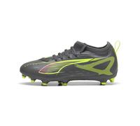 PUMA Ultra 5 Match Fg/AG Jr, Soccer Shoe Unisex - Bambini e Ragazzi, Matte Aged Silver Yellow Alert Puma Aged Silver, 34.5 EU