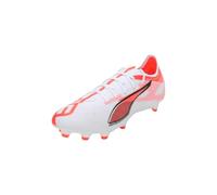 PUMA Ultra 5 Match Fg/AG, Soccer Shoe Unisex - Adulto, Puma White Puma Black Glowing Red, 42.5 EU