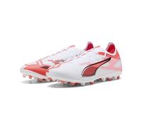 Puma Ultra 5 Match MG - Scarpe da Calcio Unisex, Puma White-Puma Black-Glowing Red,