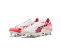 PUMA Ultra 5 Match Mxsg, Soccer Shoe Unisex - Adulto, Puma White Puma Black Glowing Red, 46 EU