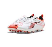 PUMA Ultra 5 Play FG/AG JR, Scarpe da Calcio, White Black-Glowing Red, 38.5 EU